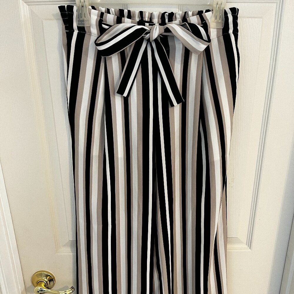 Ann Taylor Factory Striped Tie Waist Wide Legged Pants XS